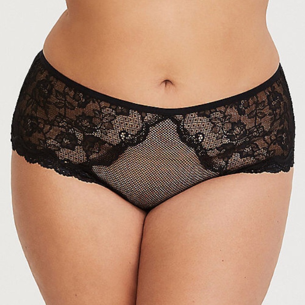 Torrid Black Mesh and Lace Harness Back Panty